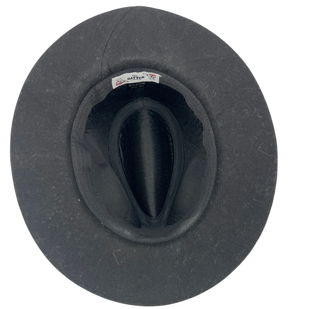 Vintage Fedora‎ by The Hatter Company Herringbone Tweed Black Brim Blue Hatband
